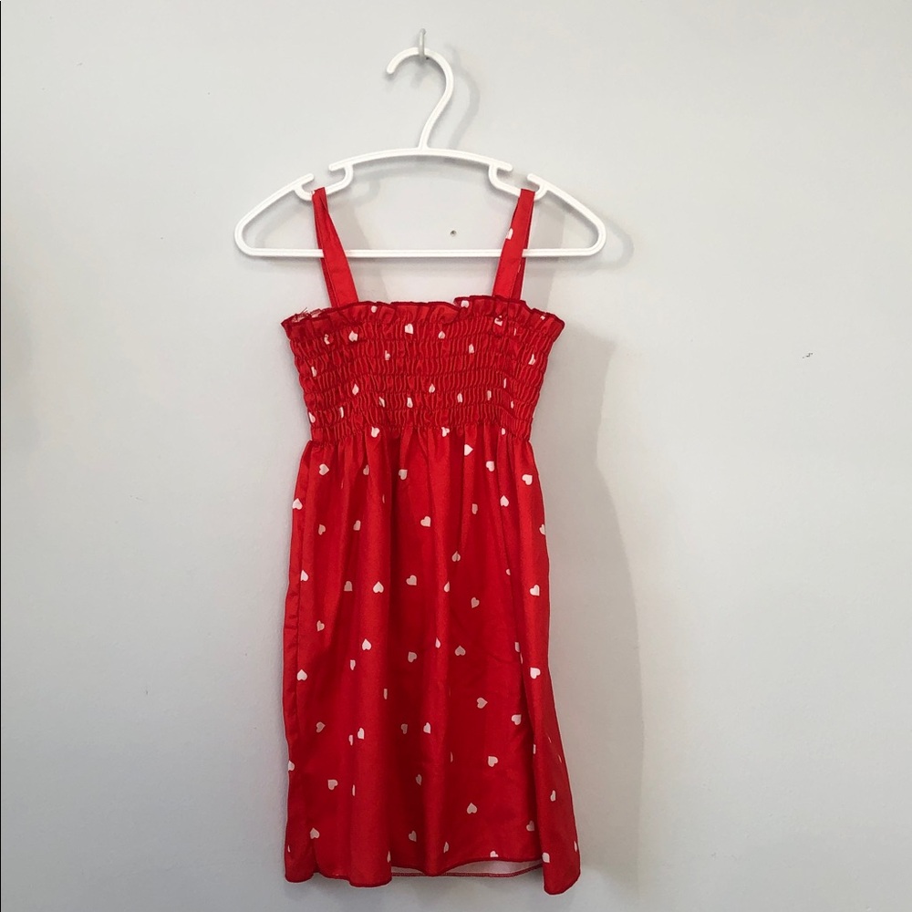 Girls Red Heart-Print Sundress